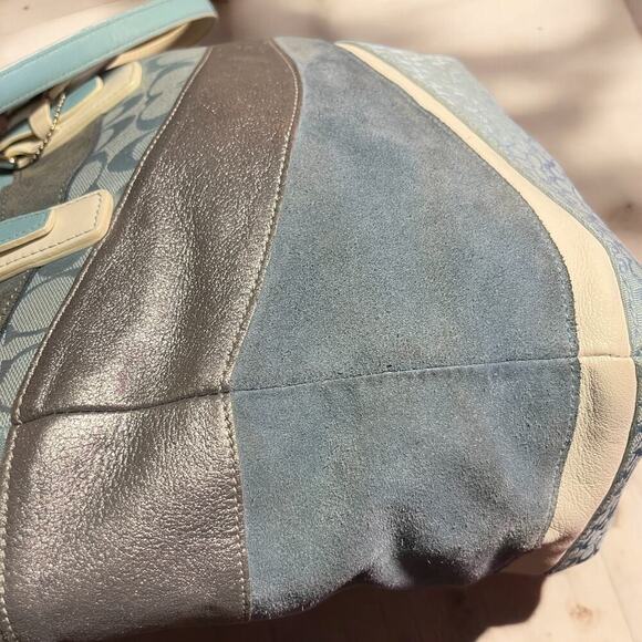 Coach Blue and Gray Tote Bag - Picture 12 of 16